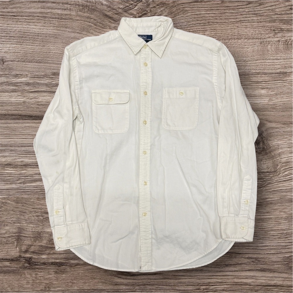Polo Ralph Lauren White Womens Cotton Button Down Shirt Boys L 16/18